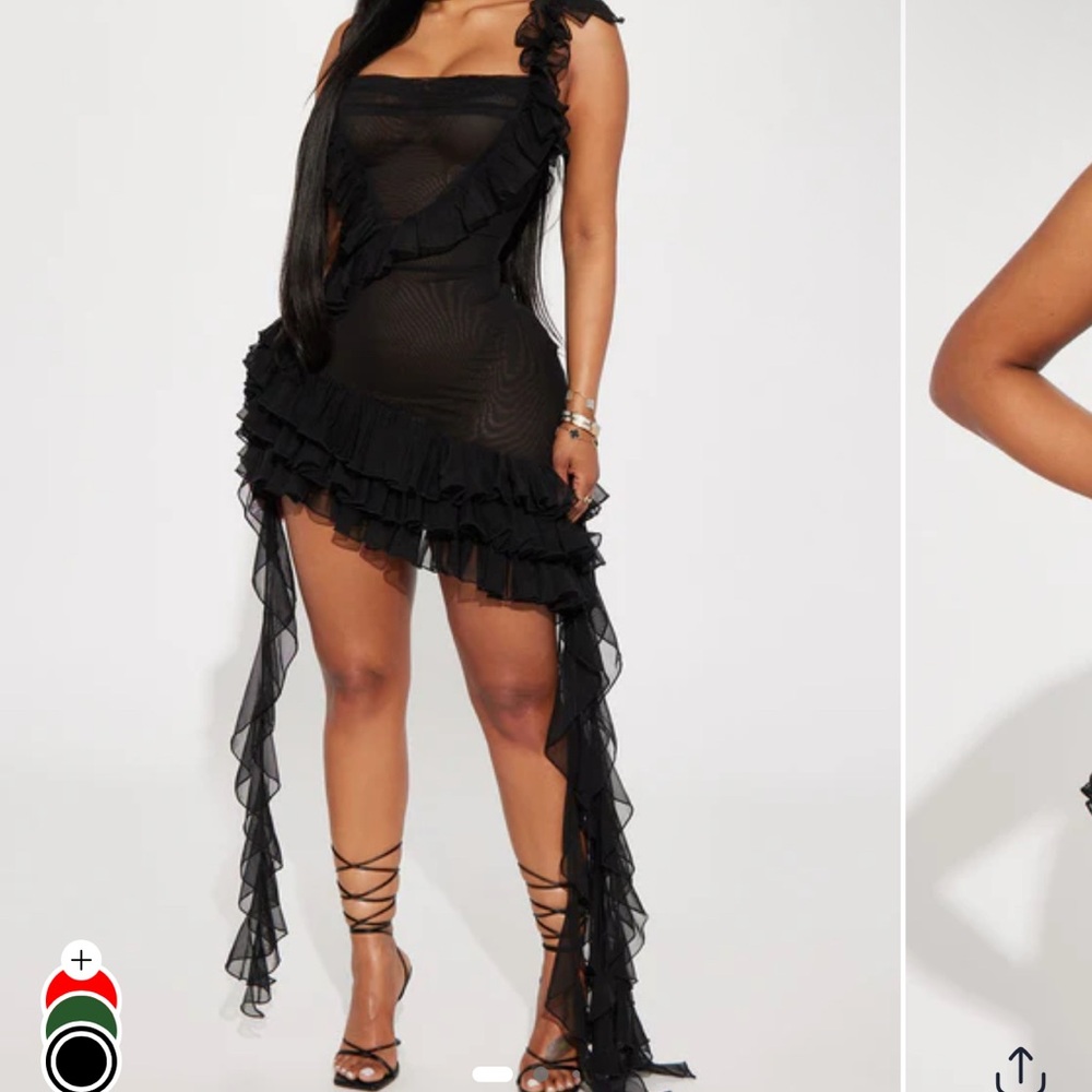 Fashion Nova Black Ruffle Midi Dress